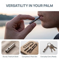 2pcs 120db Safety Whistle with Lanyard – Outdoor Survival Small Titanium