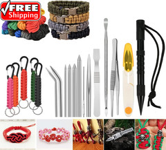 14Pcs Paracord Stitching Set Stainless Steel Lacing Needles FID Knotter Tools wi