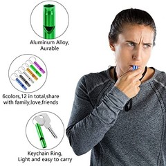 MIDELONG 12 pcs Emergency Whistle with Key Chain, Aluminum Extra Loud Safety