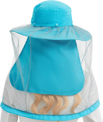 Boonie Sun Hat with Concealable Mesh Net and Neck Flap, Water Resistant Light Sk