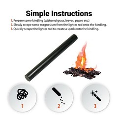 Large 5″ Ferrocerium Rod Flint Fire Starter With Carbon Steel Scraper Camping