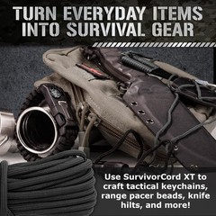 Titan Survival Patented Paracord 750-25ft, 100ft, 500ft & Color Options Black