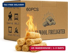 60 pcs Fire Starter – Natural Fire Starters for Campfires, BBQ, Fireplace. Pizza