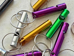 25pcs Aluminum Emergency Survival Keychain Outdoor Camping Rape Whistle BULK LOT
