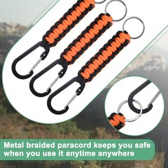 3-Pack Braided Paracord with Clips, 6.7 Inch Paracord Lanyard[Orange And Black]