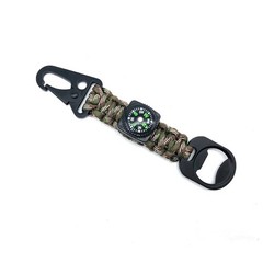 Paracord Keychain Compass Bottle Opener Braided Survival Lanyard Carabiner 1pc