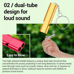 50 Pcs Emergency Whistle, Aluminum Alloy Safety Whistles with Keychain 120 Db Lo