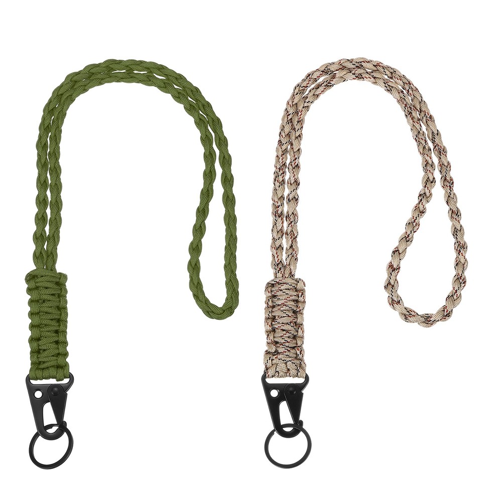 Paracord Lanyard, 2Pcs & Army Green/Desert Camouflage Fit for (Keys Whistle)