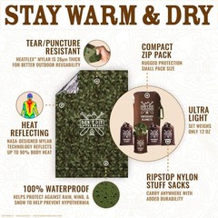 Durable Camo Emergency Blankets [4-Pack]: Thermal Mylar for All Weather Survival