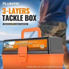PLUSINNO Large 3 Layers Fishing Tackle 12x7x5.7 inches, 415 Pcs Lures