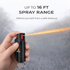 4 Pack BURN Pepper Spray 1/2oz Self Defense Keychain Case Molded OC Black