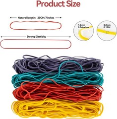 Large Rubber Bands Heavy Duty- Sukh 7 Inch(150pcs), Red, Blue, Purple, Yellow