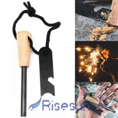 Lot Ferro Rod Fire Starter Flint Steel Striker Survival Kit w/ Paracord Lanyard