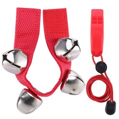 Outdoor Bear Bells & Emergency Whistles Set with Lanyard (Red)