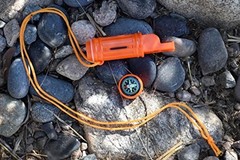 5-in-1 Orange Survival Whistle with Compass, Signaling Mirror, 1 Piece