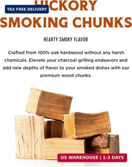 Fire & Flavor Hickory Wood Chunks for Smoking and Grilling – All-Natural, Long-L
