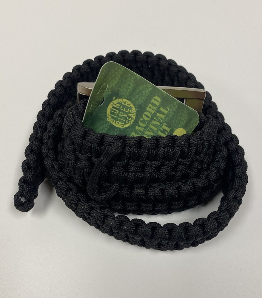 NEW Stone River Gear 550 Lb. Survival Paracord Belt Black Small Waist 28-32