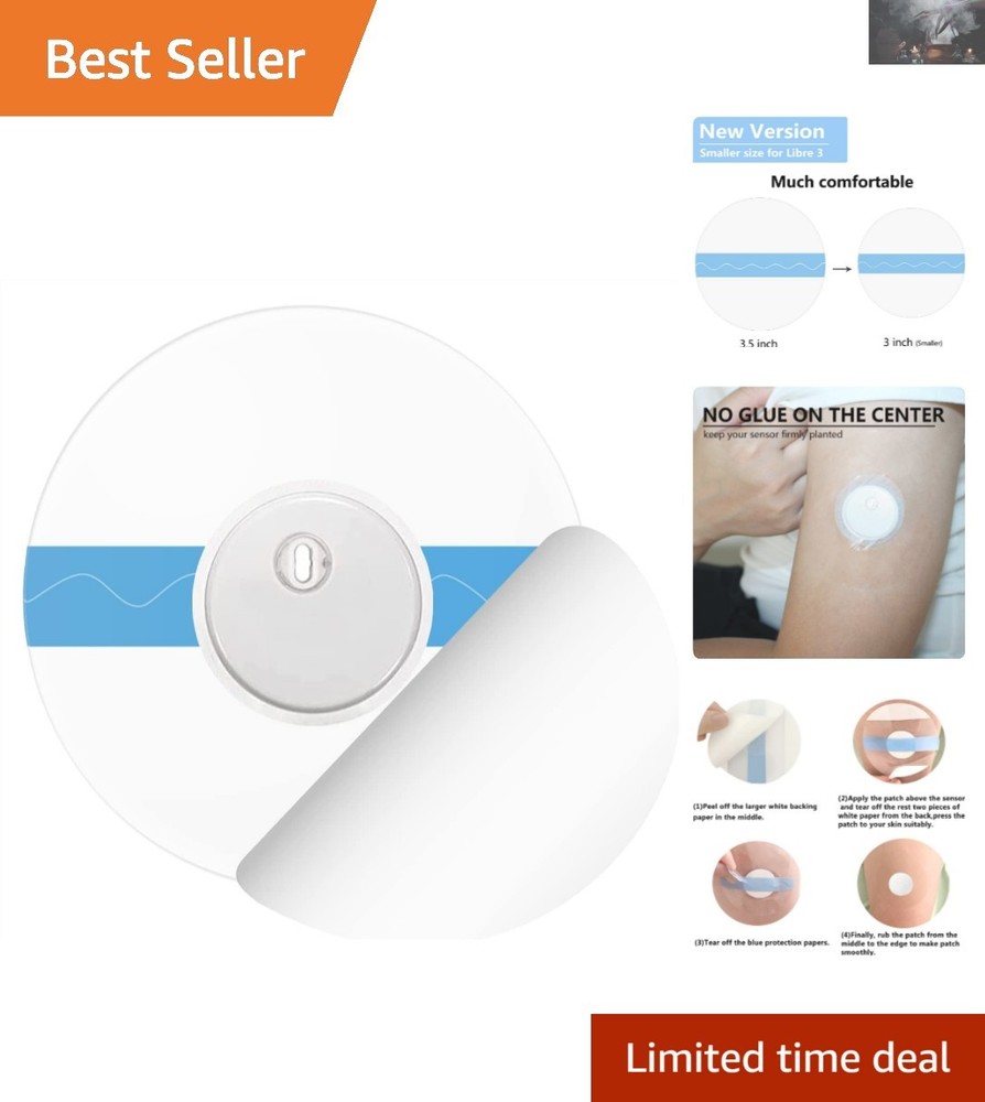 Transparent Sensor Covers for Libre 3 – 50 Pack, Stick Easily, No Central Glue