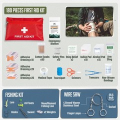 Survival Kit, 250 Pcs, Emergency Gear and Supplies, First Aid, Desert Camo