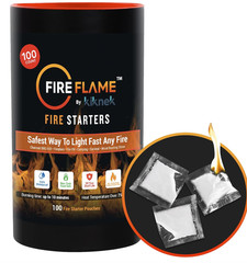 100 Pouches Fireflame Quick Instant Fire Starter – 100% Waterproof, Odorless