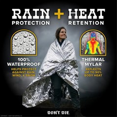 DON’T DIE Emergency Blanket – 5 Pack – Thermal Mylar Foil Space Blankets – Essen