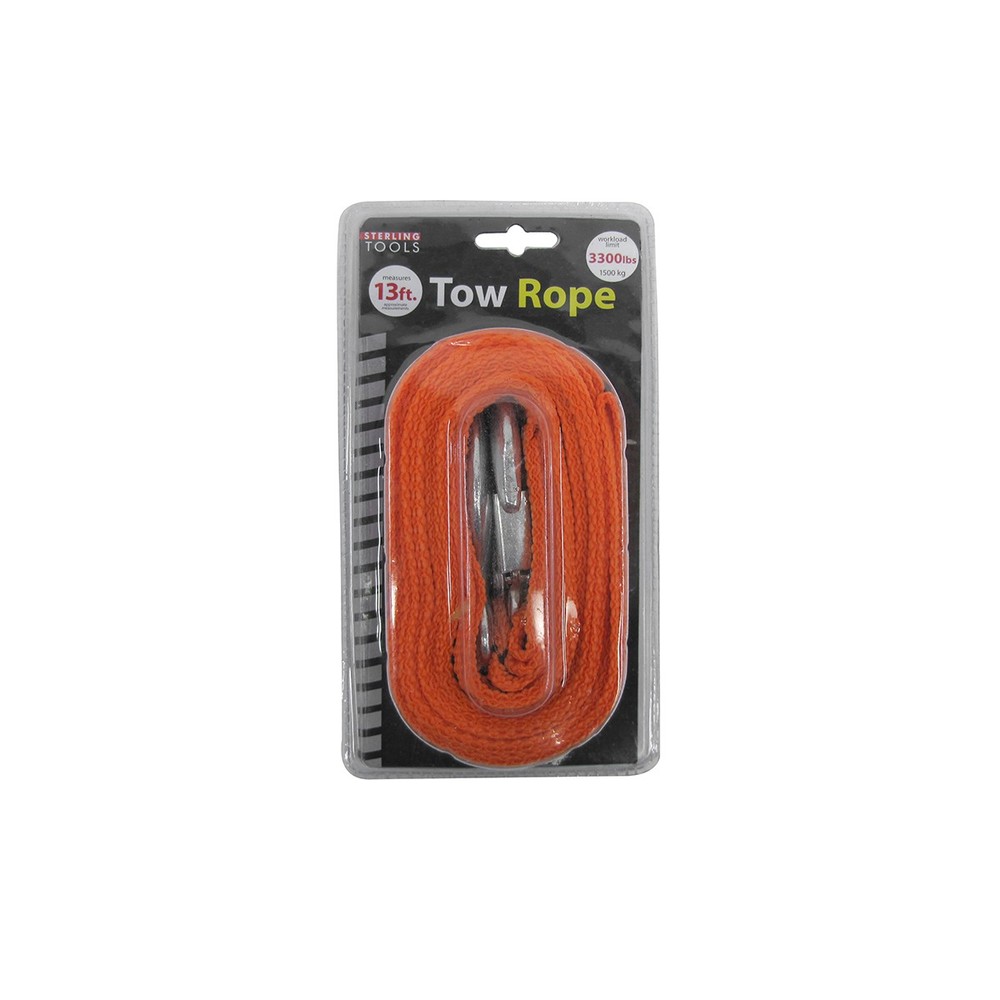 13ft 3300LB Auto Car Orange Nylon Roadside Emergency Heavy Duty Tow Rope Hook