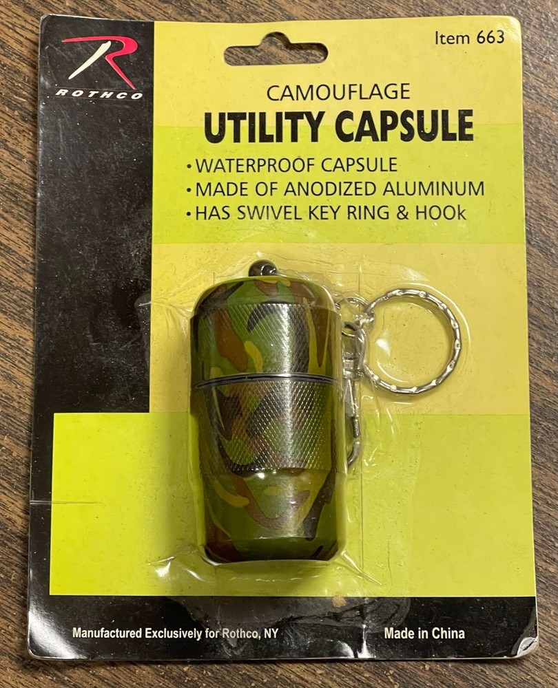 Camouflage Utility Capsule Survival Gear Waterproof Anodized Aluminum Sealed New