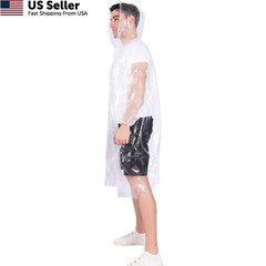 COOY Disposable Rain Ponchos for Adults (10 Pack), One Size, Clear 10 Pack