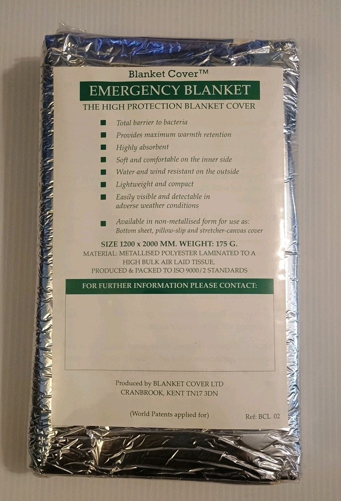 New Brit Blanket Cover Emergency Blanket 1200mmx2000mm Sealed