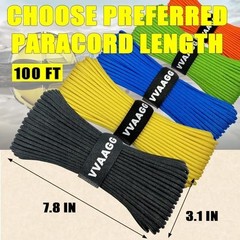 VVAAGG 1000 Black Paracord Rope 100FT Utility Nylon Heavy Duty 12 Strand Parachu
