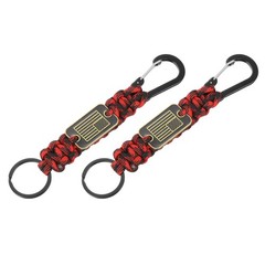 Paracord Keychains with USA Flag for Men Outdoor Activity(2Pcs, Black and Red)