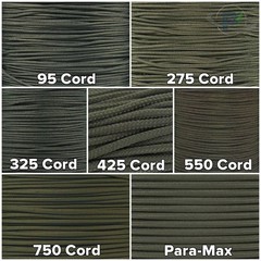 95, 275, 325, 425, 550, 750, and ParaMax Paracord – Tactical Cord for Outdoors