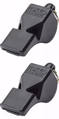 Fox 40 Classic Official 3-Chamber Pealess Whistle, Black (2-Pack)