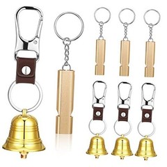 12 Pcs 1.5 Inch Loud Bear Bell with Whistle Set for Hikers Solid Brass