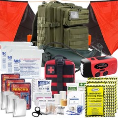 3 Person 72 Hour Survival Bug Out Bag with Backpack, Food, Water, and Shelter