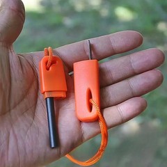 Outdoor Survival Emergency Kit Flint Fire Starting Tool with Serrated Scraper US