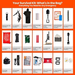 Emergency Survival Kit with First Aid Supplies and Gear, Military Grade Molle