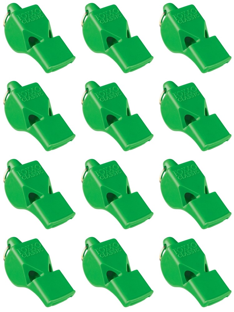 Fox 40 Classic Safety 3-Chamber Pealess Whistle, Neon Green (12-Pack)