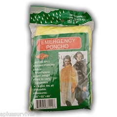 Lot of 18 Yellow Emergency Hooded Survival Poncho 4 Kit