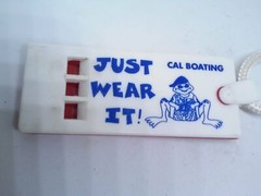 Cal Boating Rescue Whistle Just Wear It Tag
