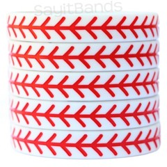 Set of BASEBALL Thread Silicone Wristbands – Wholesale Wrist Band Bracelet Lot
