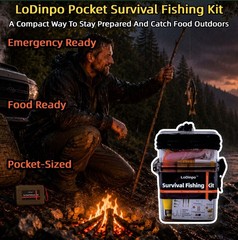 LoDinpo Mini Survival Fishing Kit, Pocket Emergency Gear Small