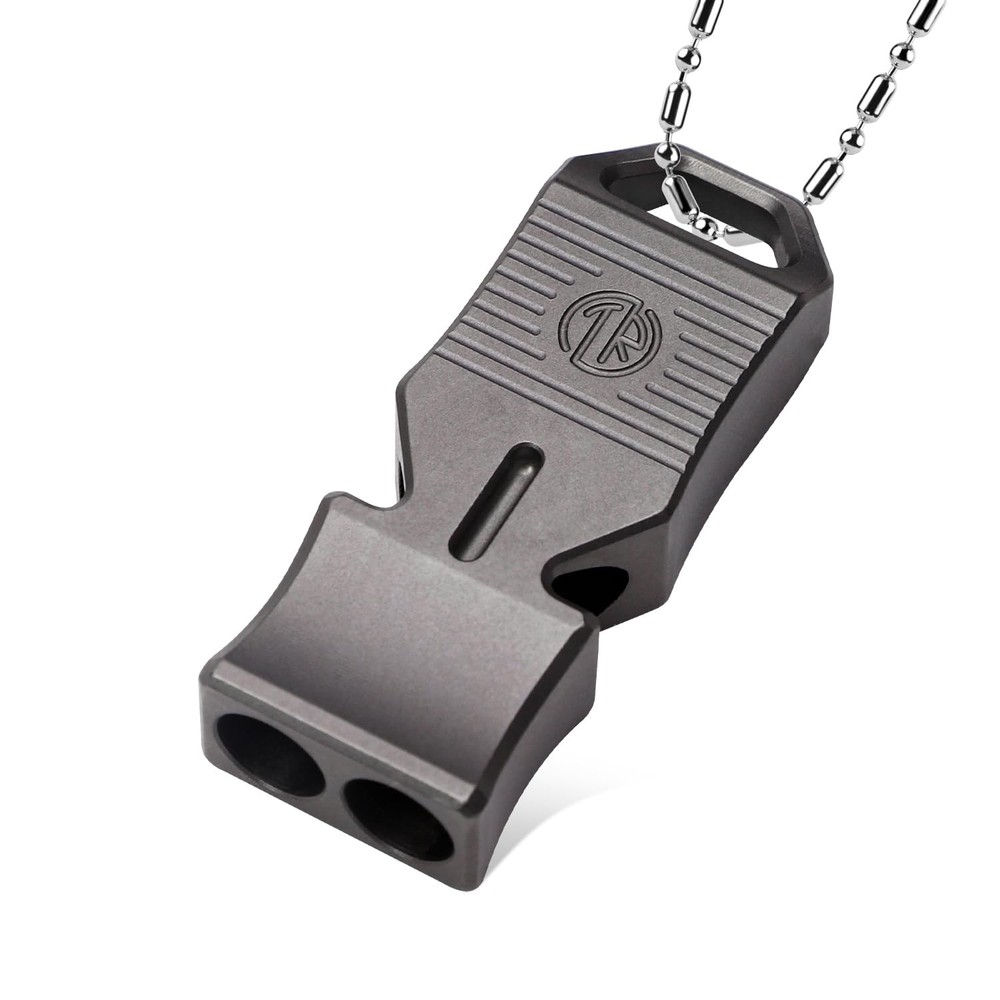 Titanium Emergency Survival Whistle – Square Dual-Tube Design, Ultra-Loud 120…