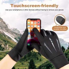 Qisan Adjustable Thermal Winter Gloves for Men | Fingerless Large, Black