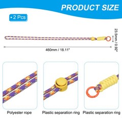 2 Pcs Paracord Lanyard Necklace, Lanyard Split Ring, Yellow & Purple & Orange