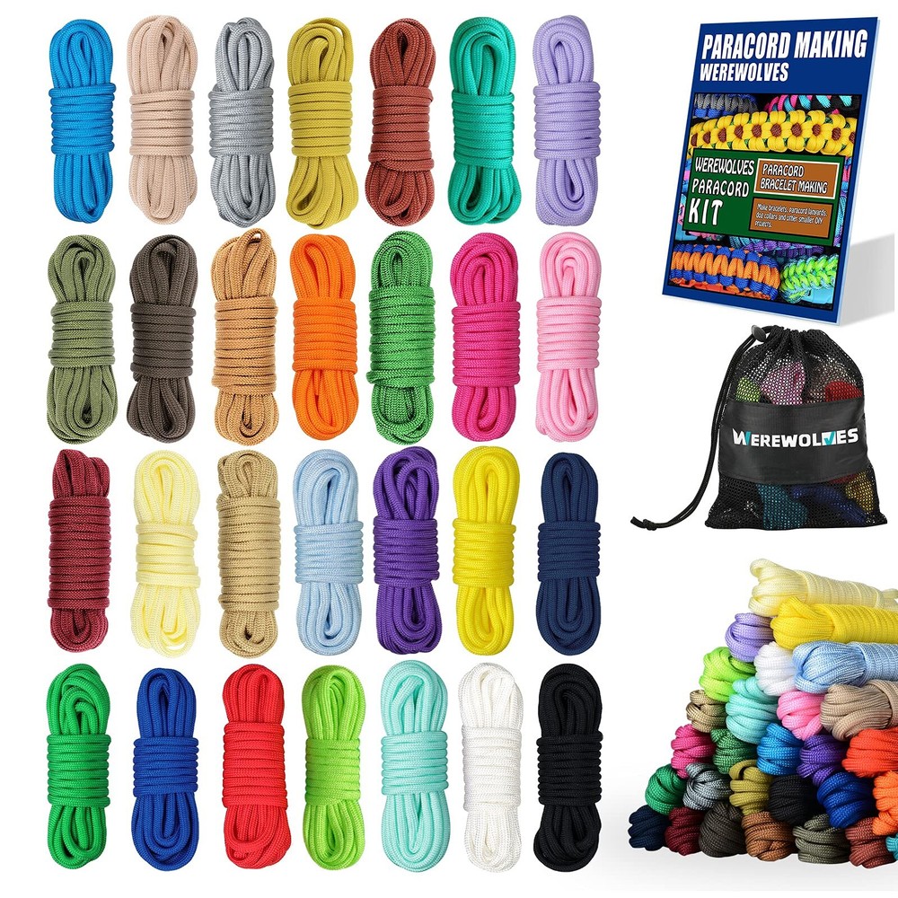 28 Colord 550 Paracord Combo Crafting Kit Survival Parachute Cord Making