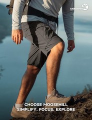 Moosehill Hiking Shorts Men 8-Pocket: Cargo Lightweight 34 Regular, Dark Grey