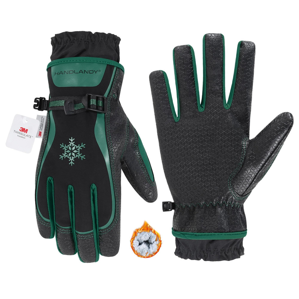 HANDLANDY Winter Work Gloves for Men Women, Warm 3M Thinsulate Large, Green