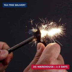 2PCS Compact Fire Starter with Scraper Striker, Replaceable Threaded Ferro Rod F