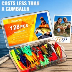 PLUSINNO Fishing Lures, 6.9 x 4.7 x 1.2 inches, 128Pcs Lures Kit